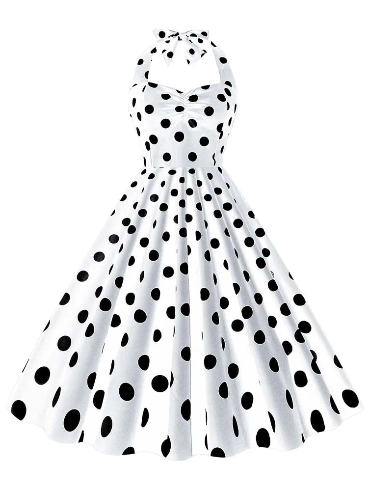 ชุดเดรสสีดำพิมพ์ลายจุดวินเทจสำหรับผู้หญิงชุดเดรสคอลึกcosplayชุดเดรสเซ็กซี่สำหรับปาร์ตี้ดูร้อน