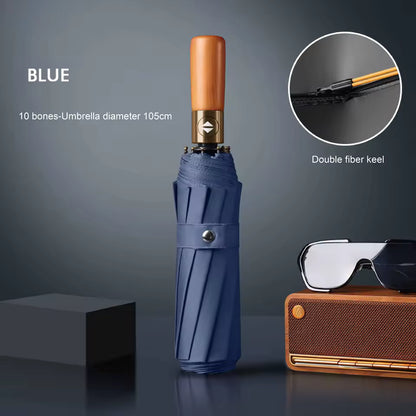 10 กระดูกไม้เนื้อแข็งย้อนยุคจับร่มอัตโนมัติเต็มรูปแบบป้องกันแสงแดดและร่มกันแดดพับรังสีอัลตราไวโอเลตส์หรับผู้ชายและผู้หญิง