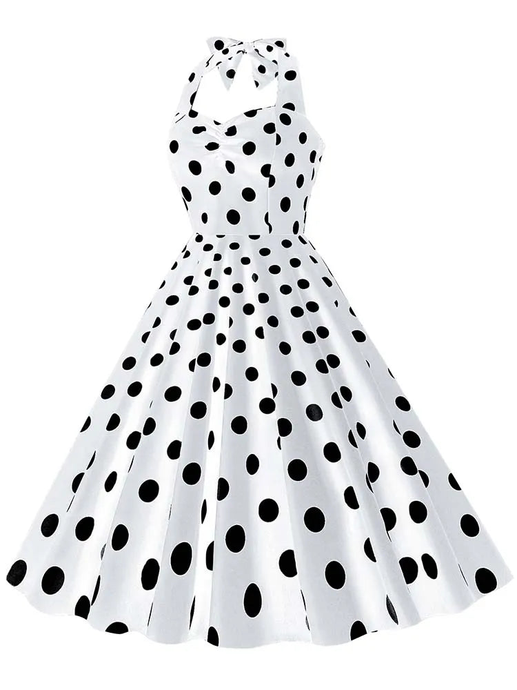 ชุดเดรสสีดำพิมพ์ลายจุดวินเทจสำหรับผู้หญิงชุดเดรสคอลึกcosplayชุดเดรสเซ็กซี่สำหรับปาร์ตี้ดูร้อน