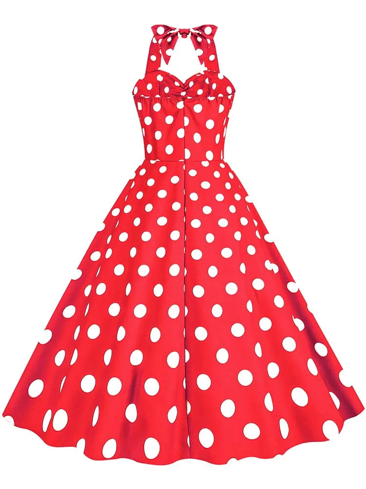 ชุดเดรสสีดำพิมพ์ลายจุดวินเทจสำหรับผู้หญิงชุดเดรสคอลึกcosplayชุดเดรสเซ็กซี่สำหรับปาร์ตี้ดูร้อน