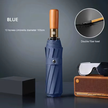 10 กระดูกไม้เนื้อแข็งย้อนยุคจับร่มอัตโนมัติเต็มรูปแบบป้องกันแสงแดดและร่มกันแดดพับรังสีอัลตราไวโอเลตส์หรับผู้ชายและผู้หญิง