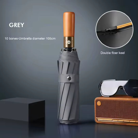 10 กระดูกไม้เนื้อแข็งย้อนยุคจับร่มอัตโนมัติเต็มรูปแบบป้องกันแสงแดดและร่มกันแดดพับรังสีอัลตราไวโอเลตส์หรับผู้ชายและผู้หญิง