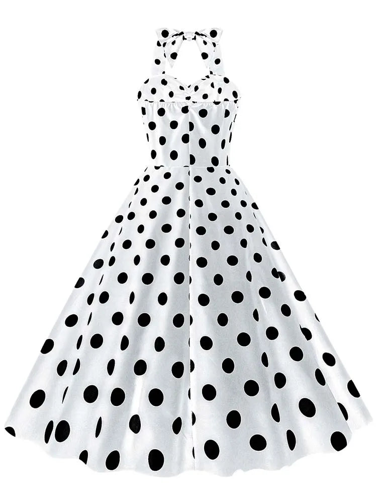 ชุดเดรสสีดำพิมพ์ลายจุดวินเทจสำหรับผู้หญิงชุดเดรสคอลึกcosplayชุดเดรสเซ็กซี่สำหรับปาร์ตี้ดูร้อน