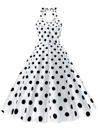 ชุดเดรสสีดำพิมพ์ลายจุดวินเทจสำหรับผู้หญิงชุดเดรสคอลึกcosplayชุดเดรสเซ็กซี่สำหรับปาร์ตี้ดูร้อน